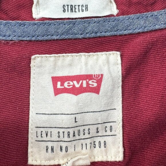 Levis Mens Red Button-Up Long Sleeve Shirt Size Large - Picture 6 of 8